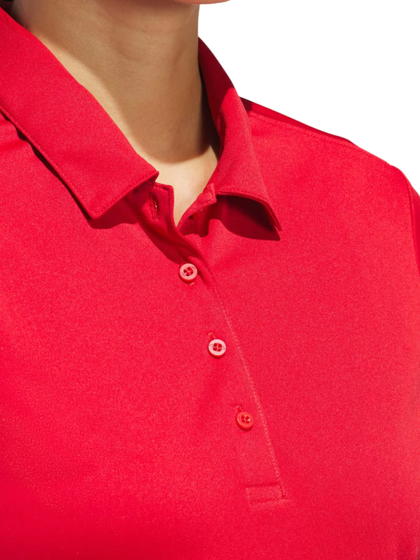adidas Womens Solid Performance Short Sleeve Polo Shirt - Collegiate Red