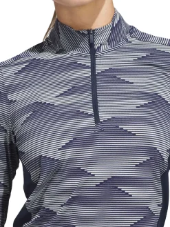 adidas Womens Ultimate365 Printed Quarter-Zip Mock - Collegiate Navy