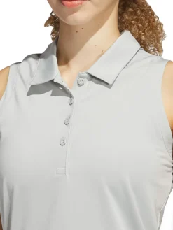 adidas Womens Ultimate365 Solid Sleeveless Polo Shirt - Wonder Silver