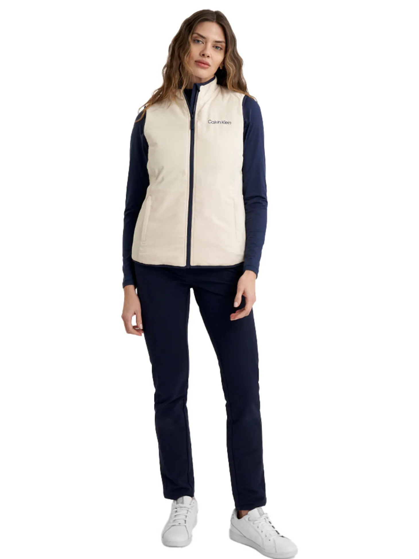 Calvin Klein Womens Faye Full Zip Gilet - Tapioca