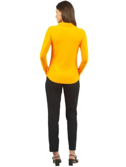 IBKUL Adjustable Long Sleeve Zip Polo - Orange Peel