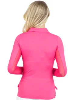 IBKUL Adjustable Long Sleeve Zip Polo - Watermelon