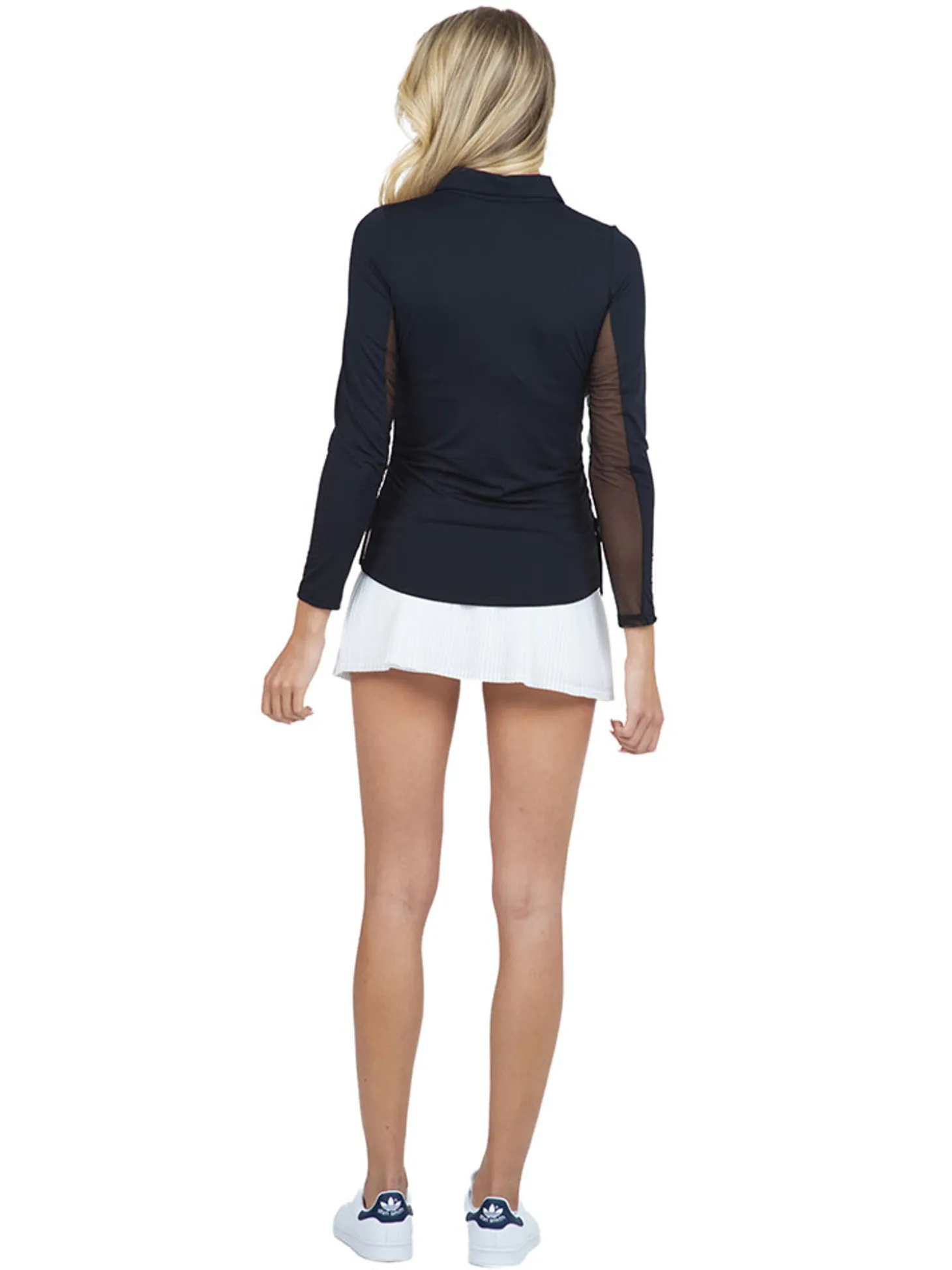 IBKUL Adjustable Long Sleeve Zip Polo - Black