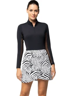 IBKUL Cecilia Print Layered Skort (17.25") - Black/White