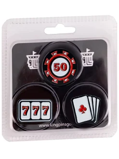 King Pins Golf Ball Marker Set 3 Pack - Casino