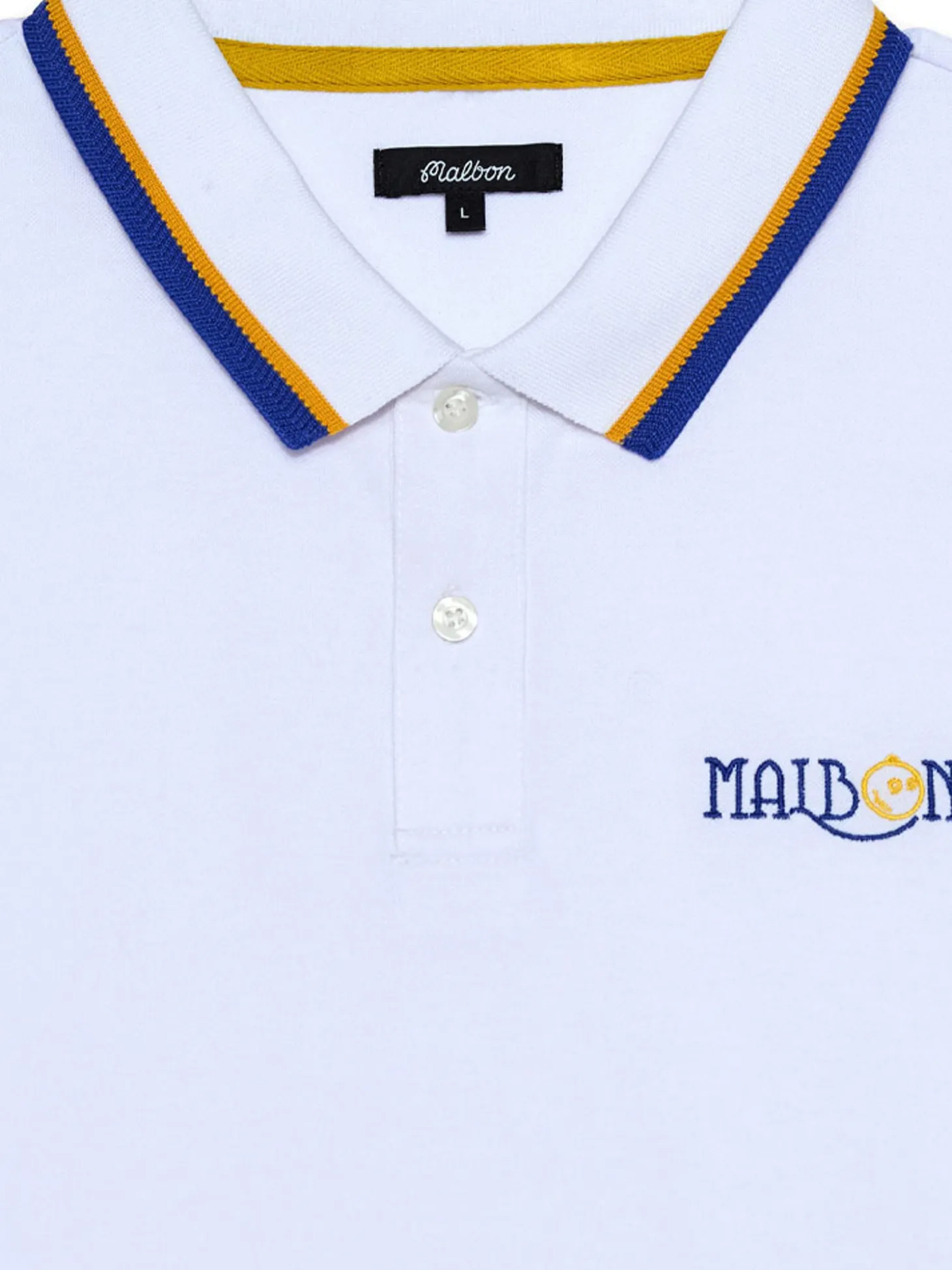 Malbon Grasse Pique Polo - White