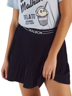 Malbon Womens Valentina Pleated Skirt - Navy
