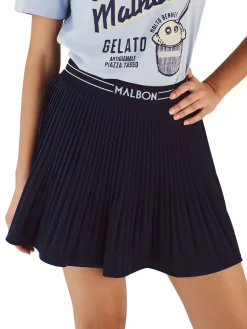 Malbon Womens Valentina Pleated Skirt - Navy