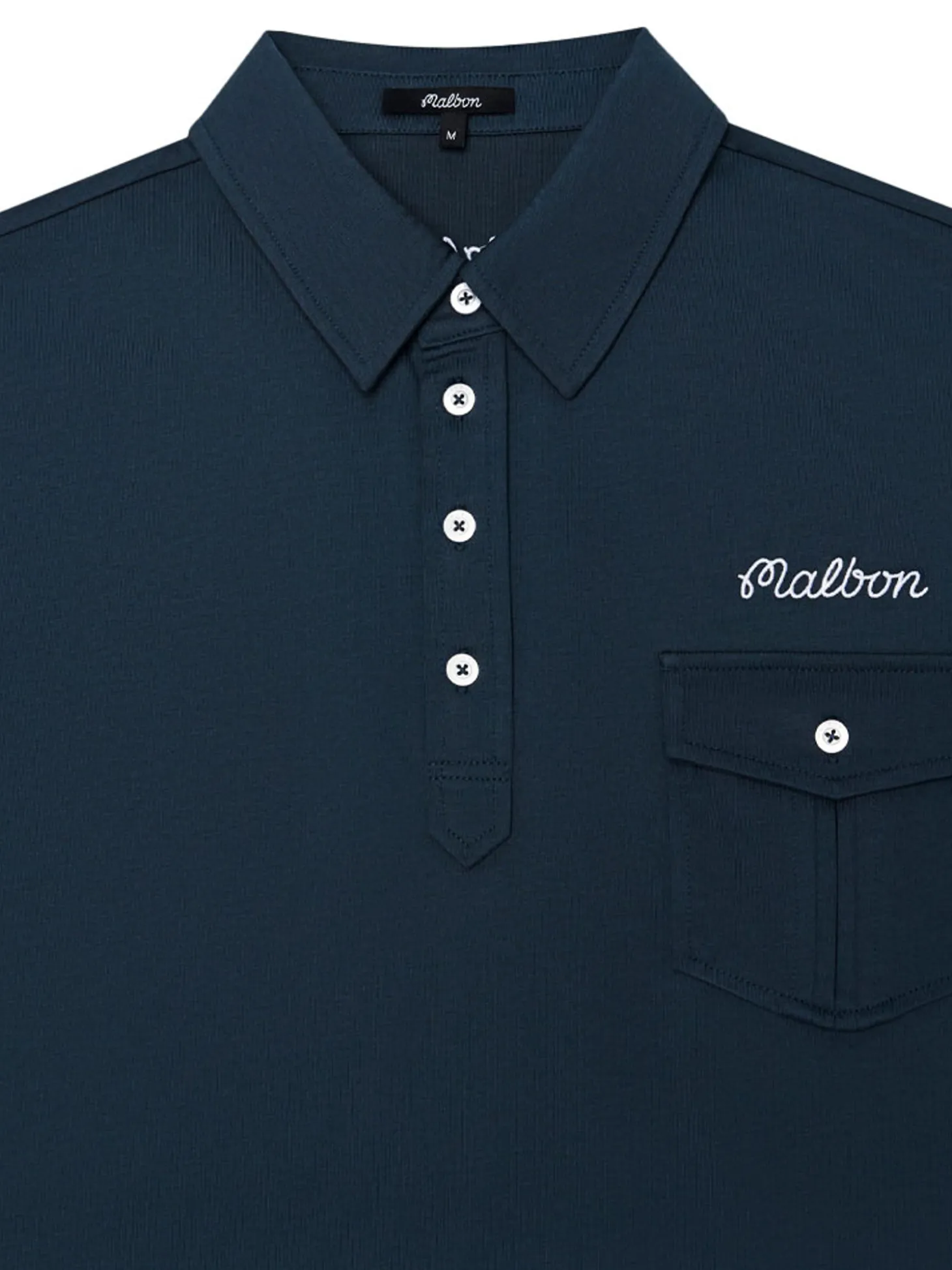 Malbon x Jesper Parnevik Single Pocket Mercerized Cotton Jersey Polo - Navy