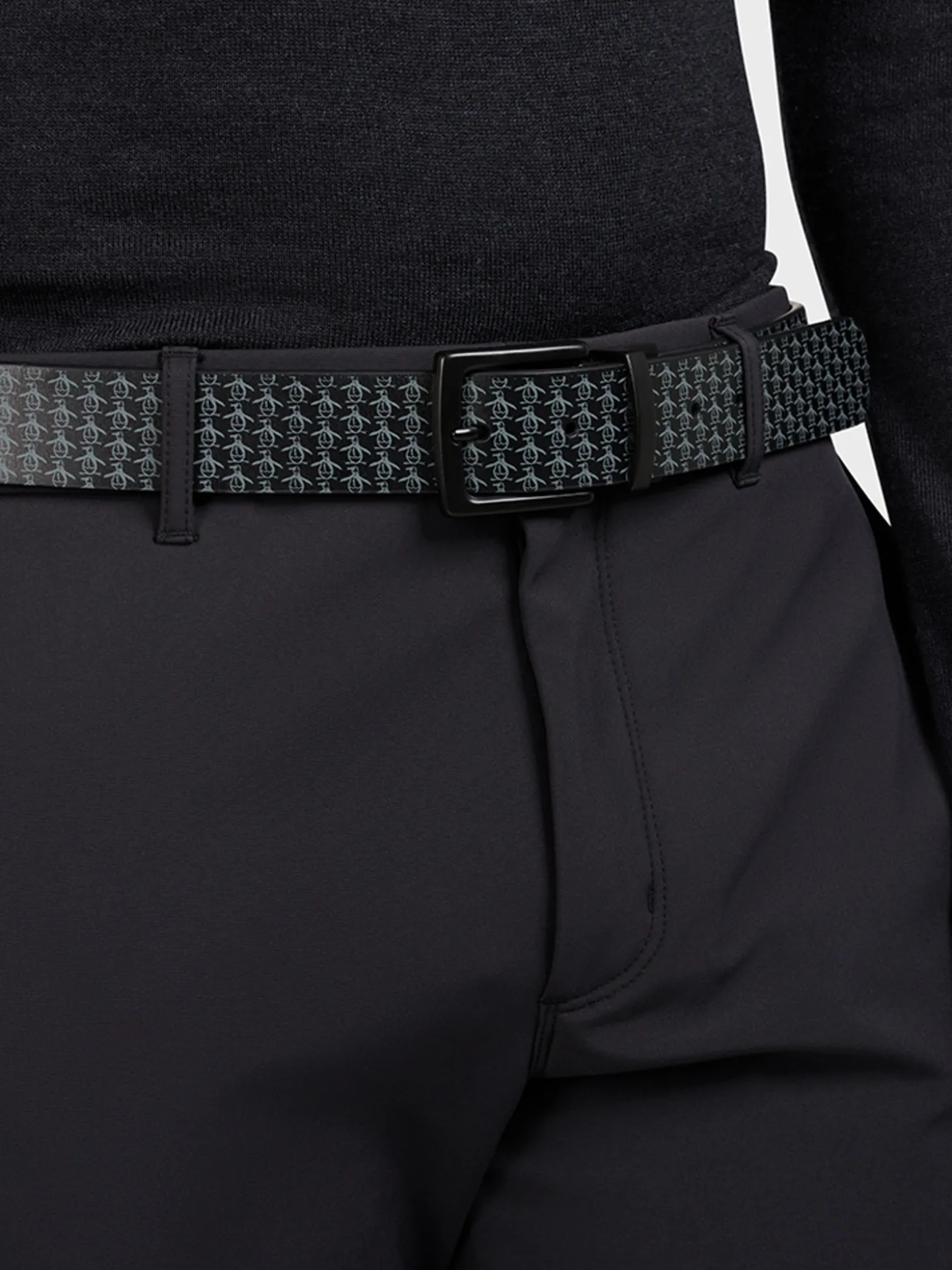 Original Penguin Reversible All Over Pete Printed Belt - Caviar