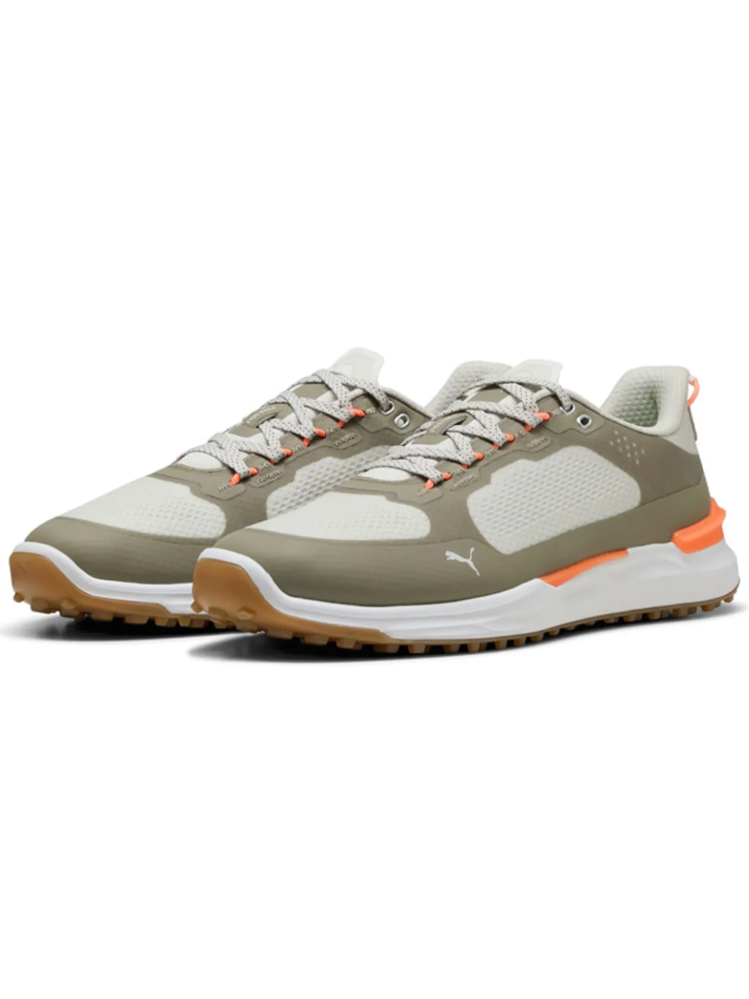 Puma IGNITE Elevate X Spikeless Golf Shoes - Sedate Grey/Velvet Moss/Fluro