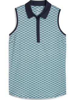Puma Womens CLOUDSPUN Scallop SL Golf Polo - Sea Glass/Green Terrain