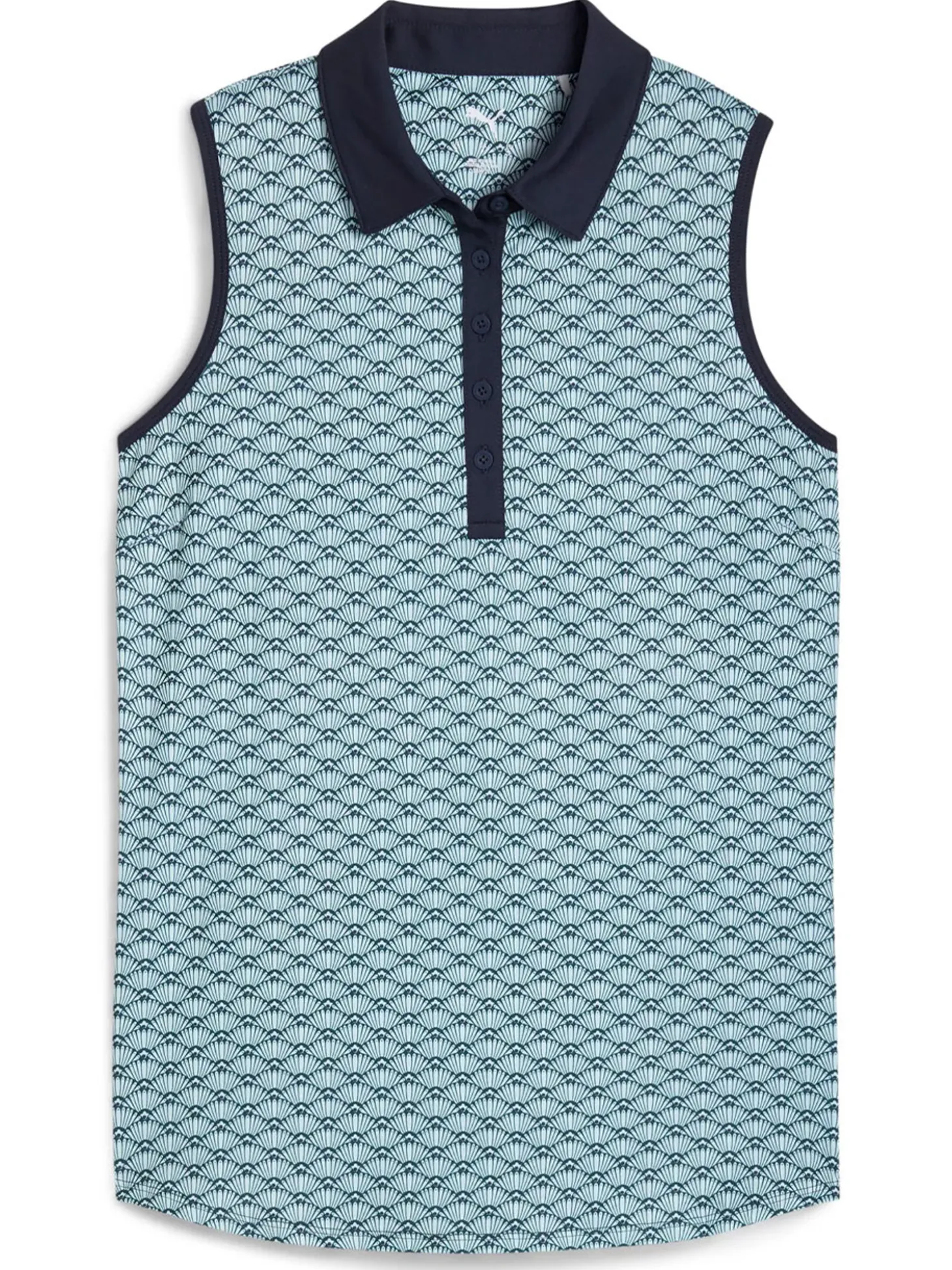 Puma Womens CLOUDSPUN Scallop SL Golf Polo - Sea Glass/Green Terrain