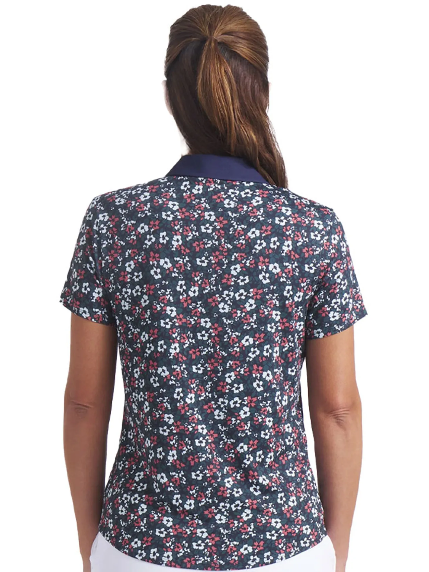 Puma Womens Floral Burst Golf Polo - Deep Navy