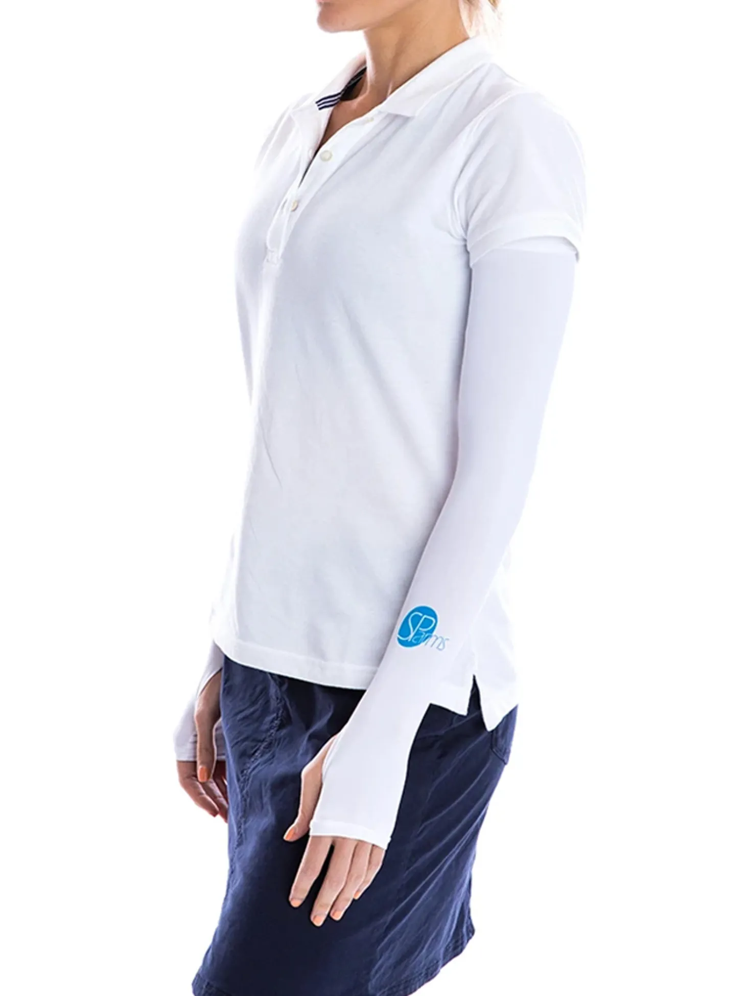 SParms Sun Protection Arm Sleeves With Thumbhole - White