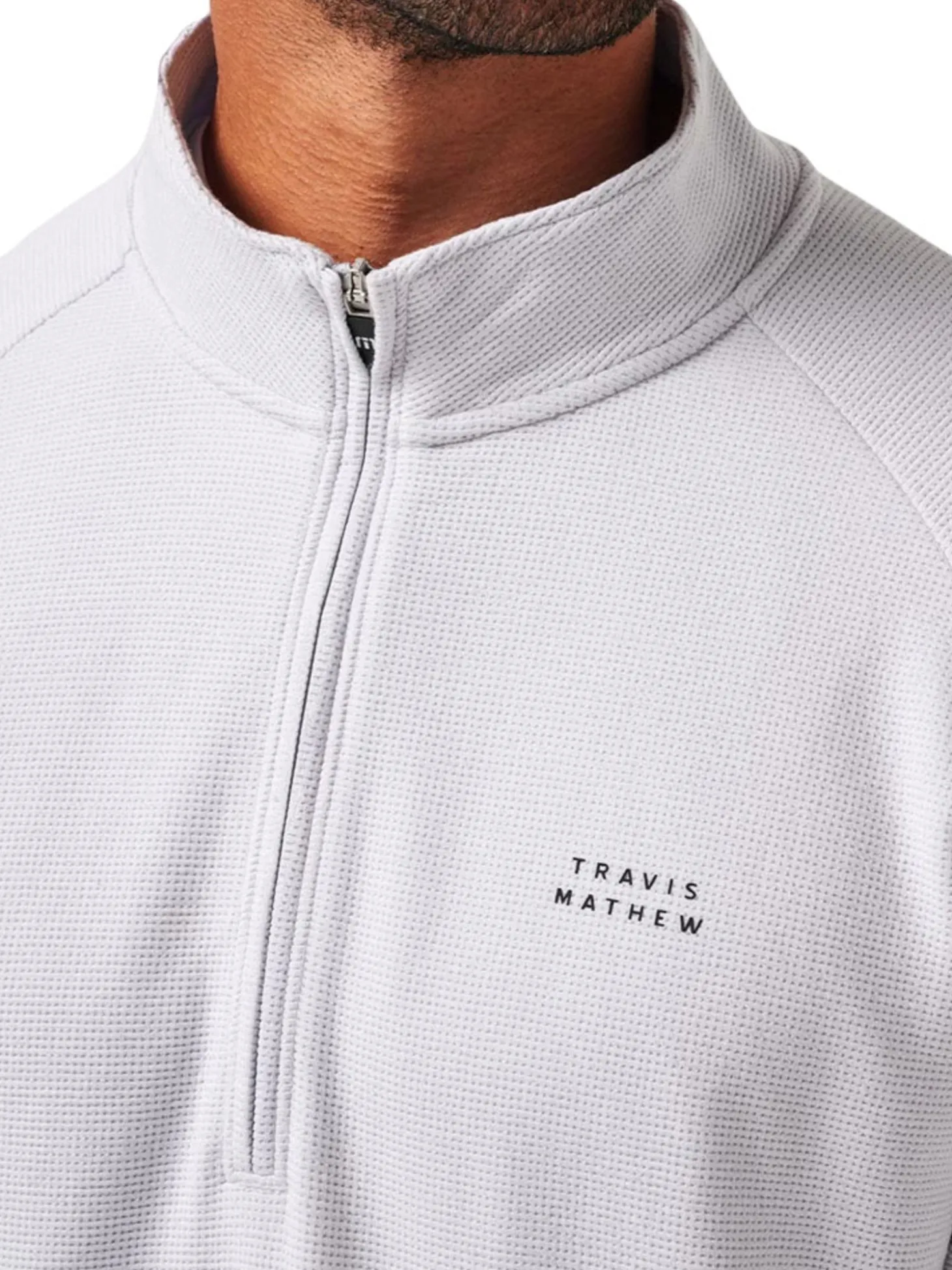 TravisMathew Performance Waffle 1/4-Zip - Heather Light Grey